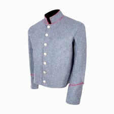 US Civil War CS Single Breast Shell jacket Grey with Red Piping Trim All Sizes