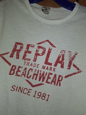 Original REPLAY -   T-Shirt  -  Gr. L - wie NEU; Weiß ; Front Logo Print - wow