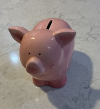 Vintage Pink Piggy Bank Porcelain Pig Coin Bank Kids Home Decor