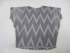 Gianni Bini Shirt Womens Large Gray Chevron Dolman Boxy Made in USA Stretch