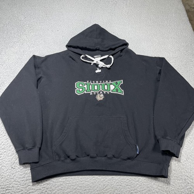 #ad North Dakota Fighting Sioux Hoodie Mens XL Black NCAA Hockey CI Sport Lace Up $71.99