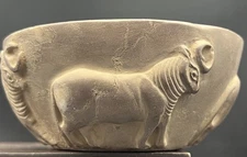 Indus Valley Stone Bowl,4 Stunning Bull Carved Bowl Jusper Stone Bowl