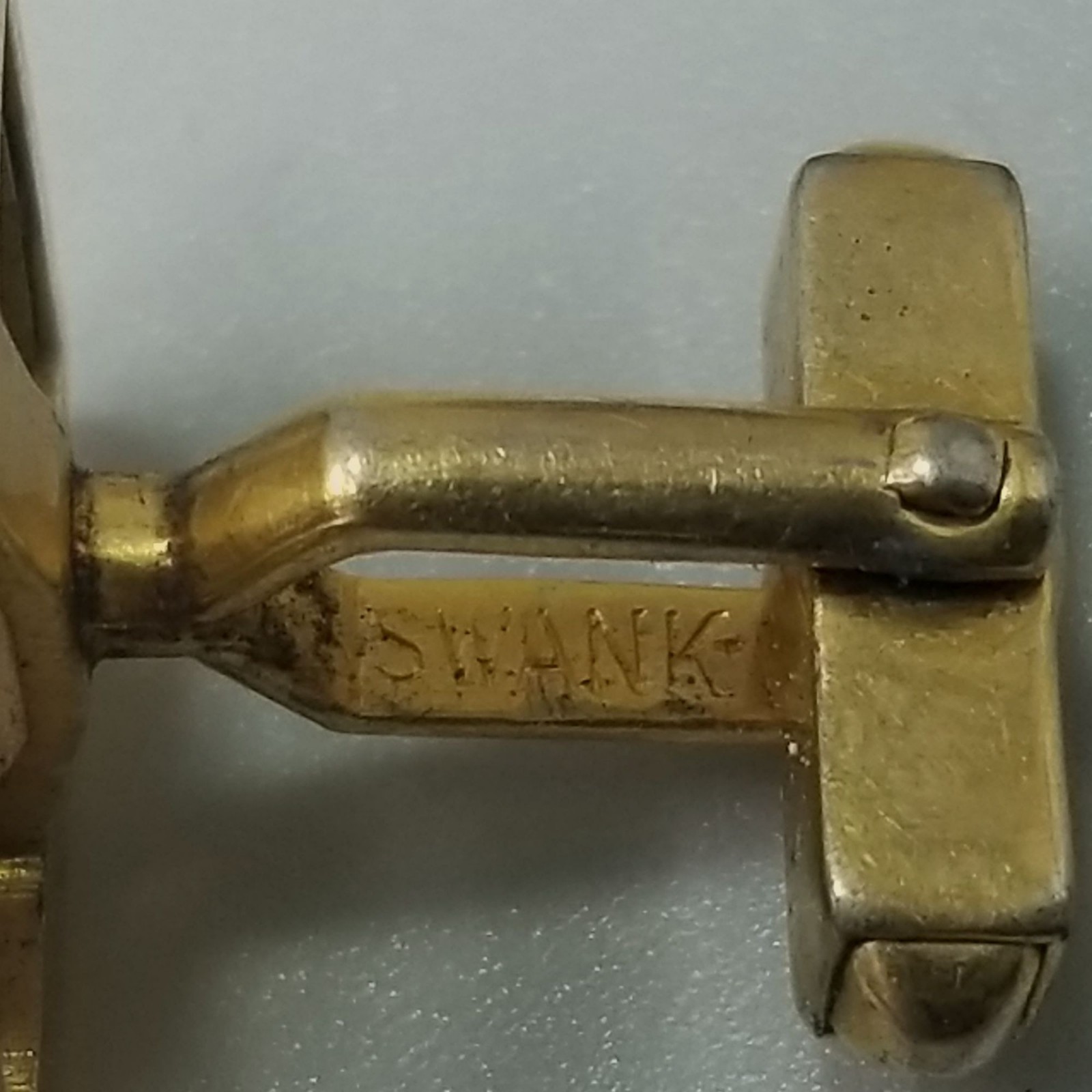 Vintage DN Monogram Rectangle Cufflinks Gold Tone… - image 5