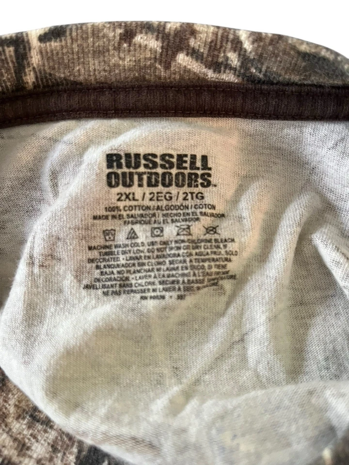 VTG Russell Outdoors Realtree Camo Pocket Long Sleeve Shirt Size 2XL Graphic Bk - Image 3 of 3