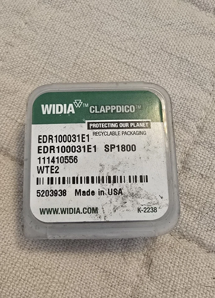 Paquete de 10 insertos de fresado de extremo de PCD WIDIA EDR100031E/RT SP1800 para maquinista Foto 2 de 4