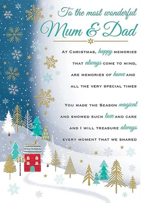 REGAL PUBLISHING To The Most Wonderful Mum and Dad Christmas Card. 23x15 (9x6 Inches)