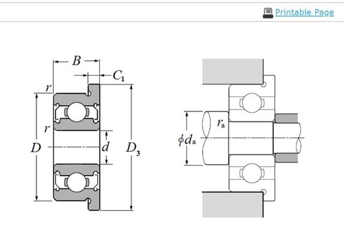 NTN FL624ZZ Single Row Radial Ball Bearing w/ Flanged Outer Ring 4x13x5mm - Picture 3 of 5
