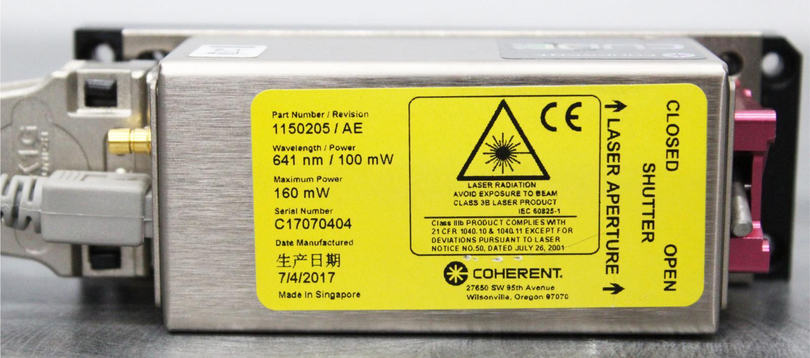 DEFECTIVE Coherent 1150205  AE Diode Laser 641 nm100 mW Max Power 160 mW G3D