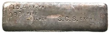 SCS Exchange 15.4 Troy Oz Silver Bar Poured Vintage *6250