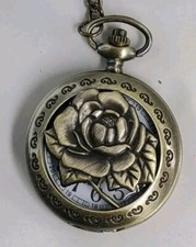 Retro Vintage Rose Elven Quartz Pocket Fob Watch Chain for Men Women
