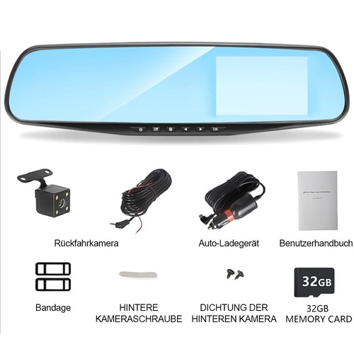 1080P Car Dual Dash Cam DVR Rear View Mirror Camera Video Recorder G-sensor+32GB - Picture 12 of 14