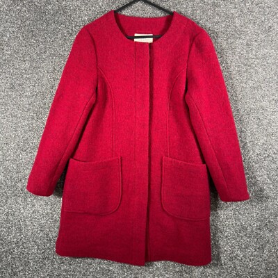 Seasalt Jacke Damen UK 8 rot Peacoat 100% Wolle anthrazit Burner Coat Mantel