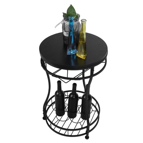 Freestanding Floor Wine Rack Table Bar with Bottle Holder Storage Shelves Home - Picture 6 of 12