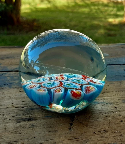 Murano Art Glass Concentric Millefiori Paperweight