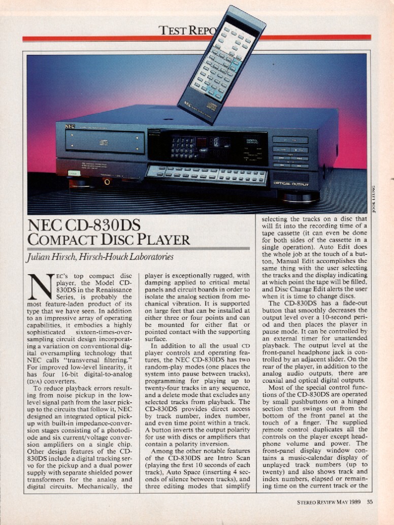 NEC - CD-830DS CD Player - Full Original Test Report - 1989 | eBay