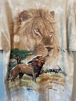 Rare Deadstock Vintage 90s Liquid Blue Lions All Over Print T 