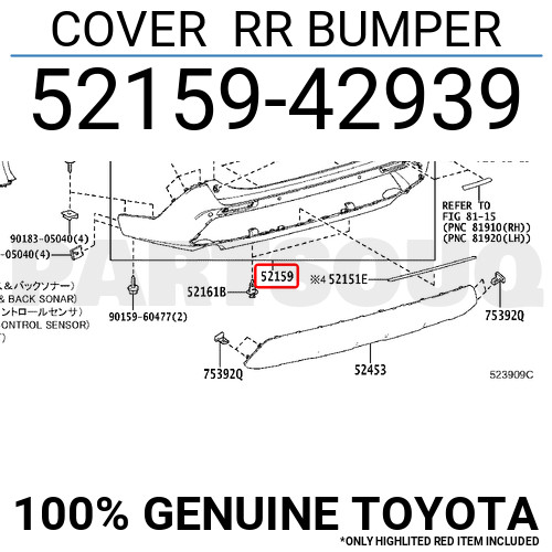 5215942939 Genuine Toyota COVER RR BUMPER 52159-42939 | eBay