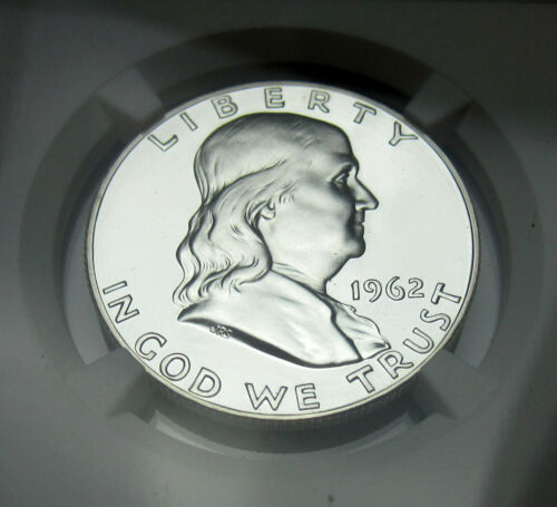 1962 PF69 CAMEO Franklin Silver Half Dollar NGC PR69 ..NICE PROOF 69 CAMEO - Picture 3 of 10