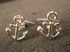 Anchors Silver Tone Vintage Cuff Links navy naval shipping merchant marine