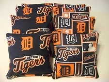 DETROIT TIGERS CORNHOLE BEAN BAGS SET OF 8 TOP QUALITY TOSS GAME