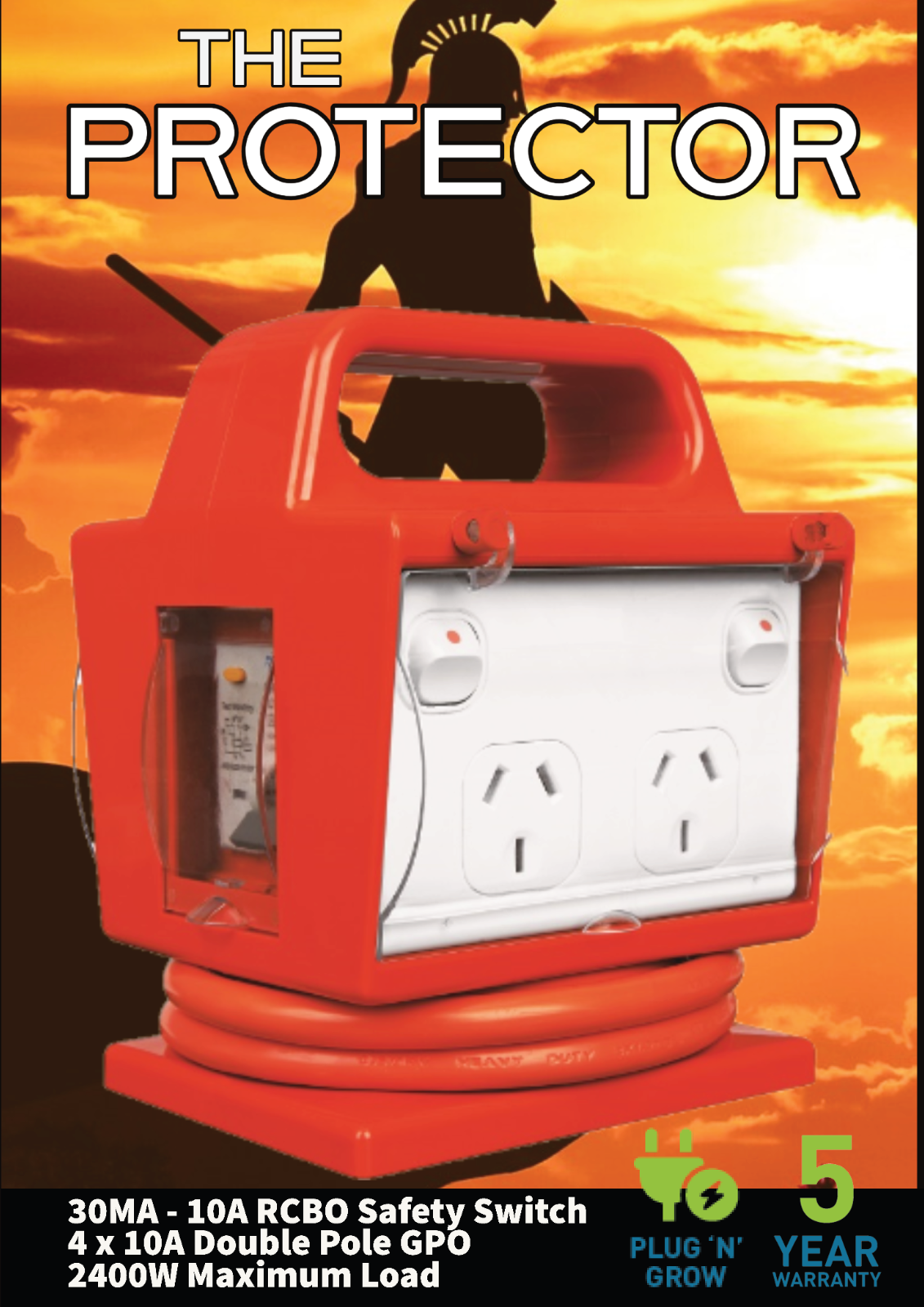 4 Outlet Portable RCBO Safety Switch Power Board Builders Box, Site