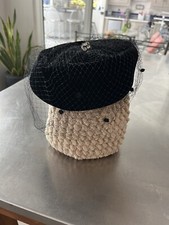 VINTAGE LADIES' BLACK VELVET PASADENA BRAND HAT WITH NETTING