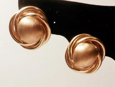 Solid 14K Yellow Gold Button Styler Textured Dome Multi Rings .98" Post Earrings