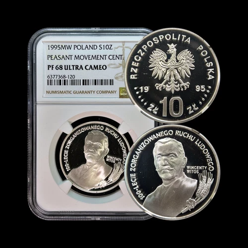 POLAND. 1995, 10 Zlotych, Silver - NGC PF68 - Wincenty Witos, Peasant Movement