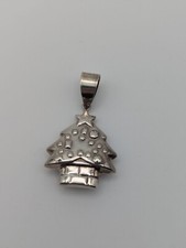 Sterling silver 925 stamped puffed 3D Christmas tree pendant no chain 