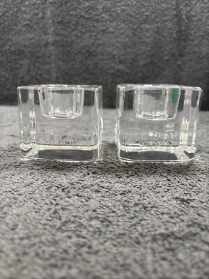 2 x Orrefors Eiswürfel quadratisch klar Kristallglas Windlicht/Teelicht Kerzenhalter