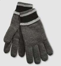  73 Block Headwear Men Black Gray Thermal Knit Lined Warm Winter Gloves One Size
