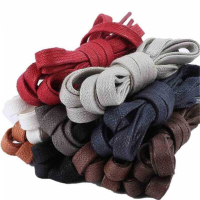 FLAT Premium Waxed Cotton Shoelaces Sneakers Colored Shoe Laces Boot Strings US