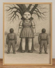 SQUID GAME DRAWING SKETCH PRINT 8" x 10" SQUID GAME WALL ART HOME DECOR