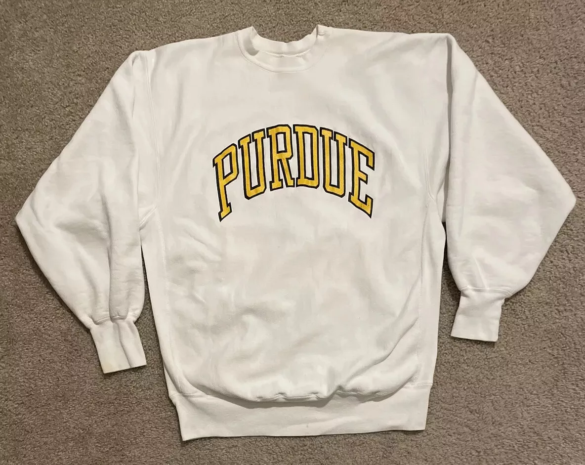 Vintage Champion Reverse Weave Warmup Sweatshirt Purdue University 90s 2XL  White