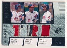 2008 SPx Winning Trios VICTOR MARTINEZ Barfield JHONNY PERALTA Triple Patch #/25