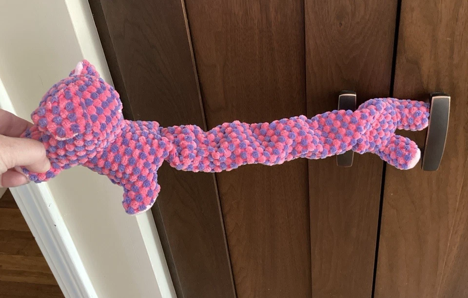 Bungee Dog Toys Plush Monkey Pig 11-16" Bumpy Pink Purple 2pc Lot Stretchy Pulls - Image 3 of 4