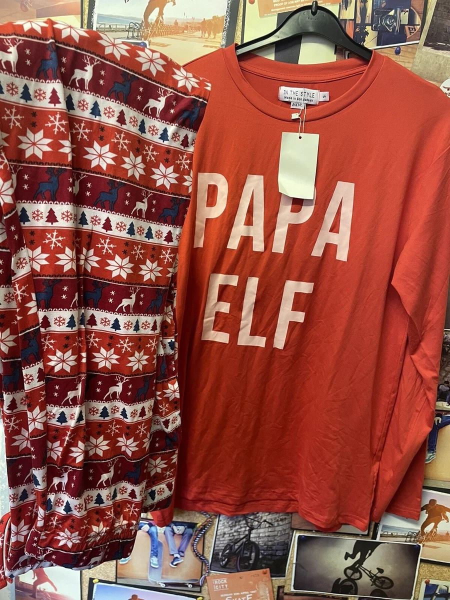 In The Style Jac Jossa Mens Red Papa Elf Printed PJS Size Small BNWT
