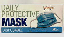 50Pcs Disposable 3-Layer Blue Face Masks For Adults