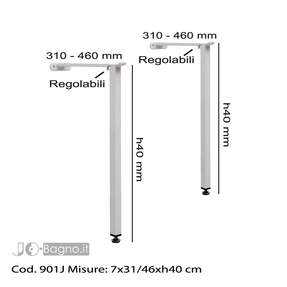Staffe in Acciaio Regolabili per Lavatoio e Pilozzo in ceramica h40 da esterno  - Immagine 2 di 3