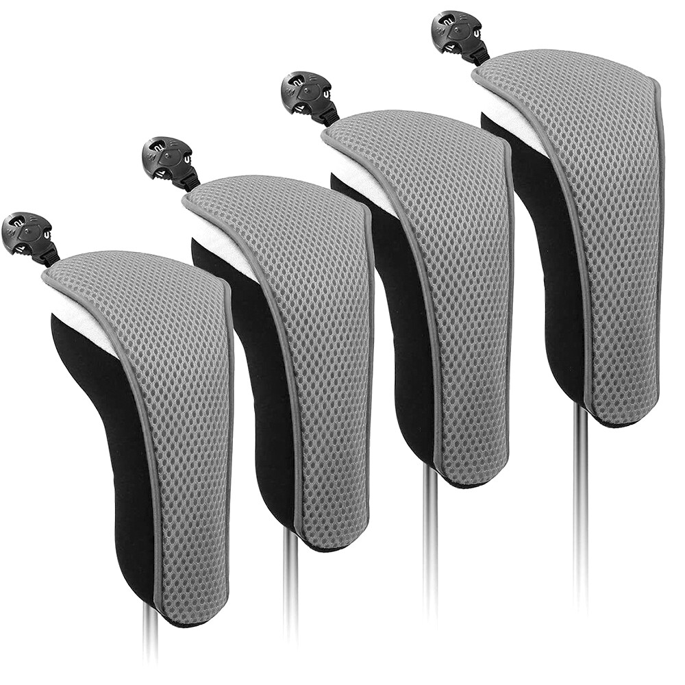 4Pcs/Set Hybrid Golf Club Head Covers Headcovers Protecter Gray No.Tag