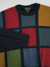 Mens XL Tosani sweater navy blue color block crewneck pullover Canada