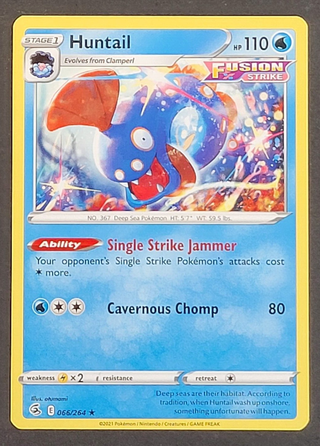 Pokemon TCG - 1x Huntail - #66/264 - Fusion Strike  - NM - Rare - 2021 - Water