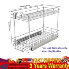 Pull Out Cabinet Organizer, 2-Tier Pull Out Shelves, Kitchen Cabinet Organizer