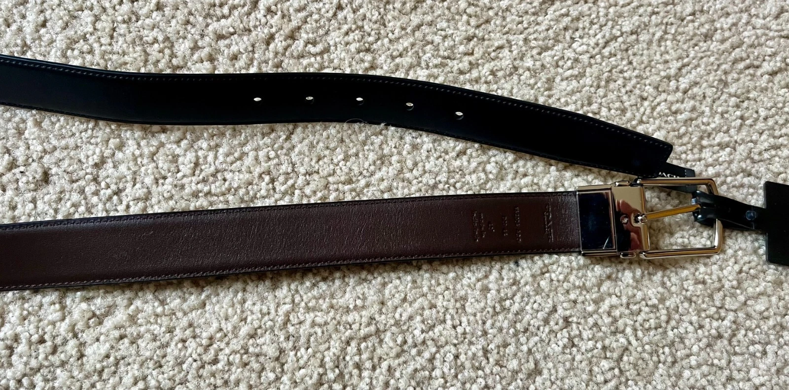 Coach Cintura Abito Pelle Nera Nero Marrone Argento Hardware OS 42" Cintura Formale