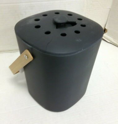 Pottery Barn PB Bamboozle Graphite food Composter garden NEW with cracked lid