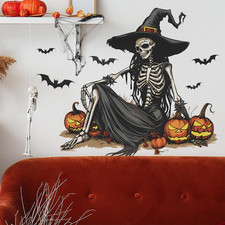 Halloween Wall Decor Witch Skeleton Halloween Wall Decals for Living Room