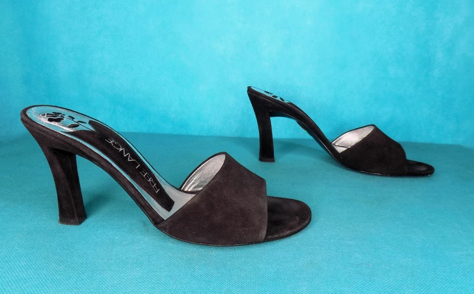 FREE LANCE Betty Mules Mit Absatz Aus Veloursleder Schwarz 39 EU Mit Box - Bild 1 von 4