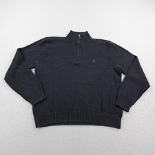 Vintage Polo Ralph Lauren Sweater Mens XL Navy Blue 1/4 Zip Pullover Pony Logo