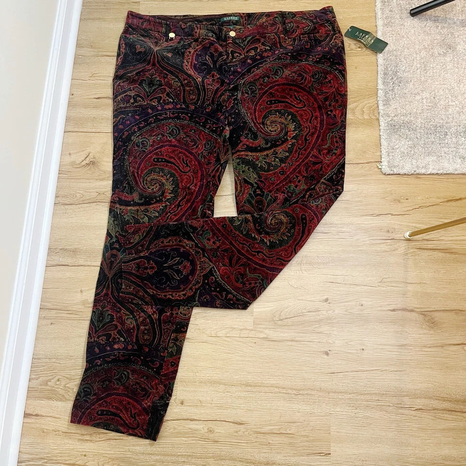Lauren Ralph Lauren Women's Velvet Paisley Burgundy 90s Size 22W New  - Image 3 of 4