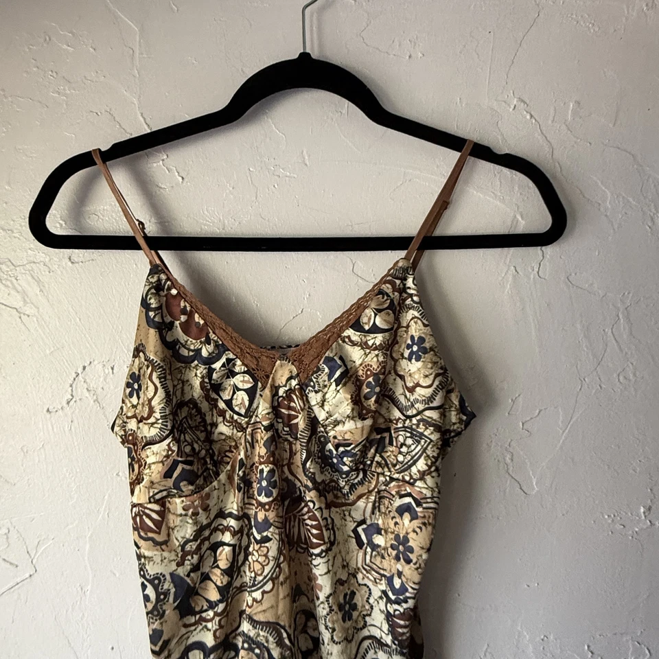 Camiseta sin mangas retro Babydoll Weavers Girl Camisola Top M Boho Floral Encaje Y2K Foto 2 de 4